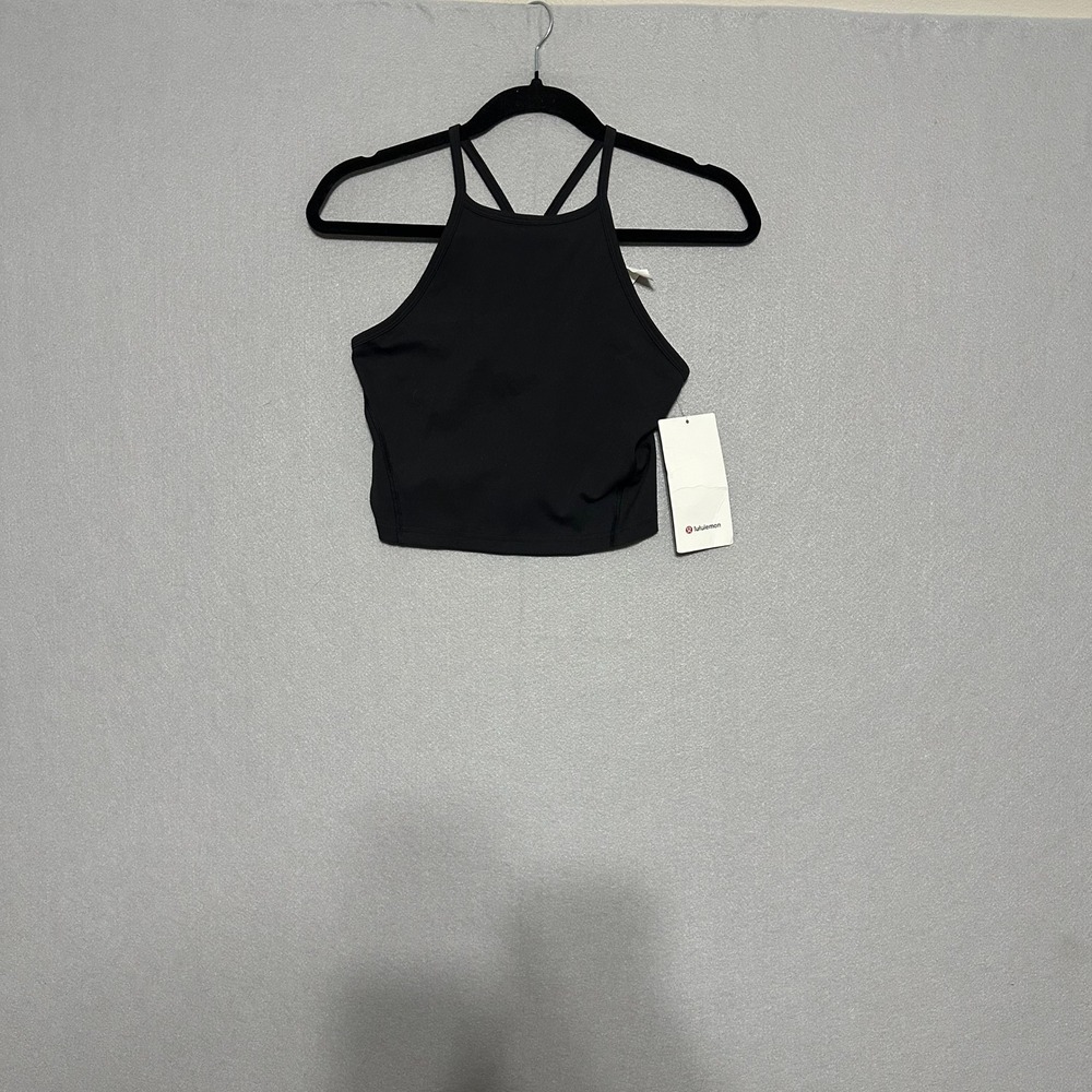 Lululemon Wunder Train High Neck Cross-Back Tank Black Everlux LW1EO1S Size 6